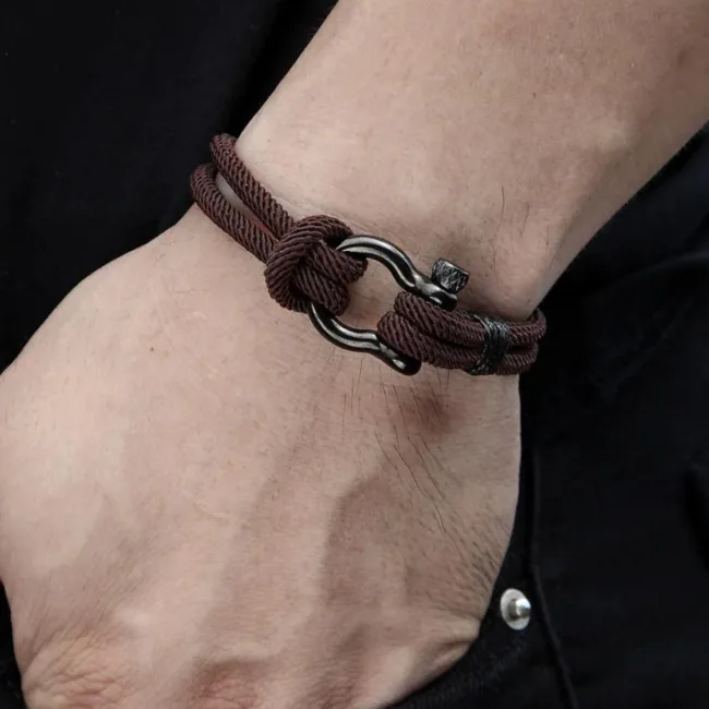 herenarmband rope bruin