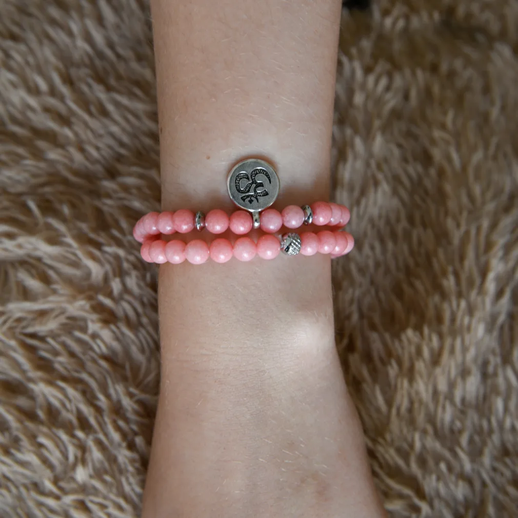 wikkelarmband ohm roze sunstone