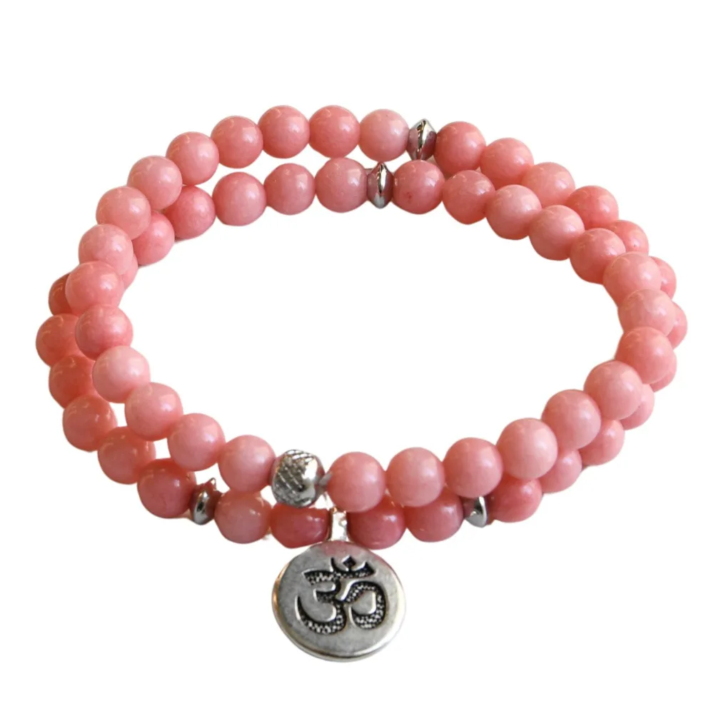 wikkelarmband ohm roze sunstone