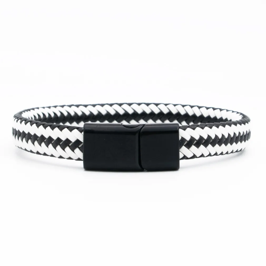 herenarmband mats zwart wit