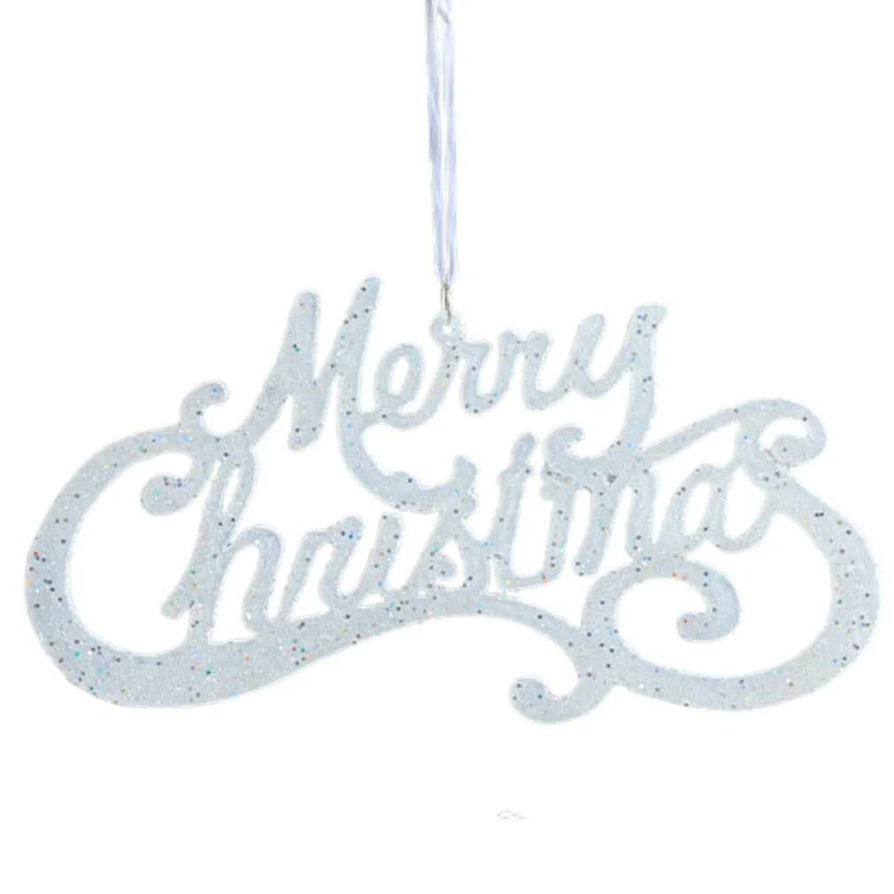 kerstboomhanger merry christmas wit glitter