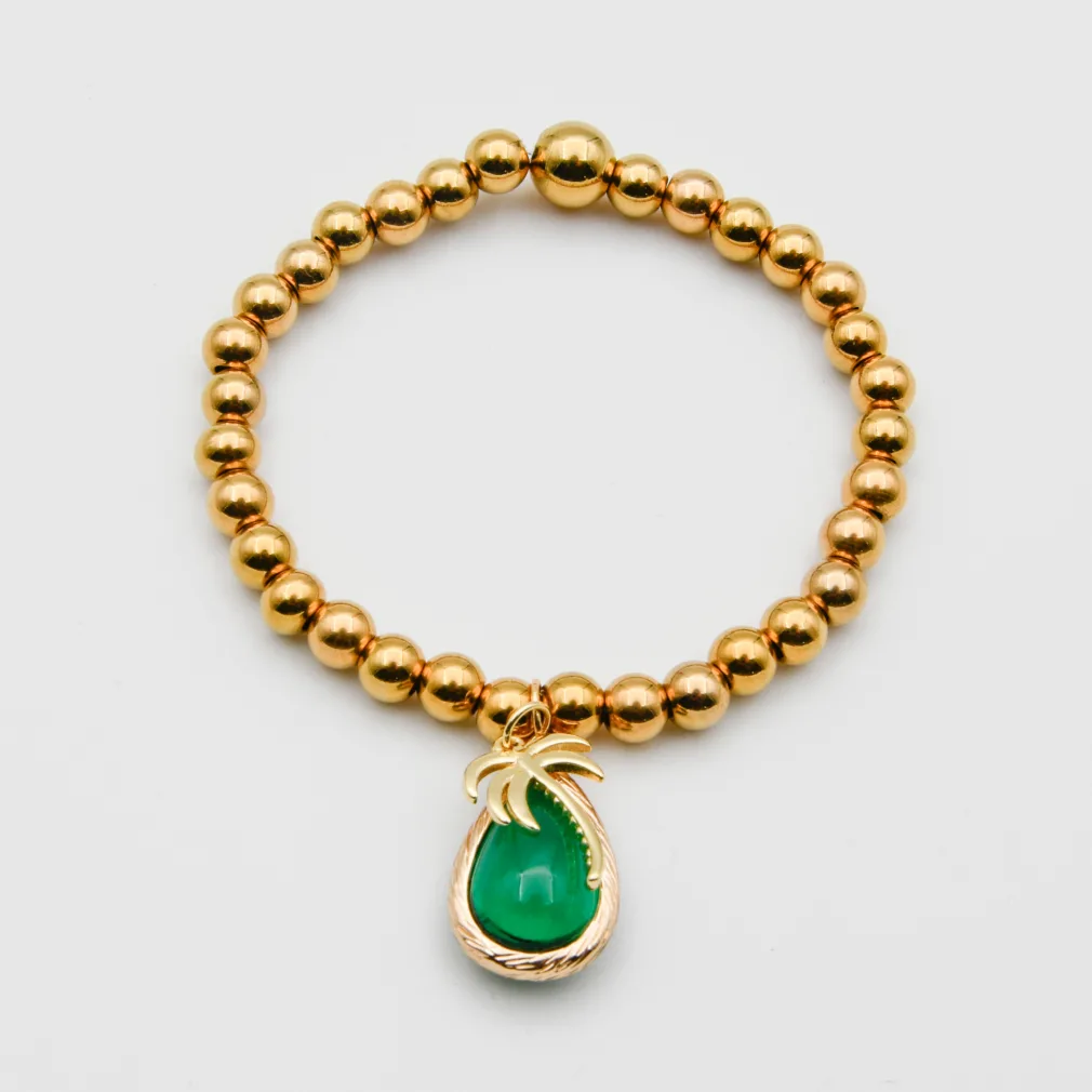 bracelet gold palm green