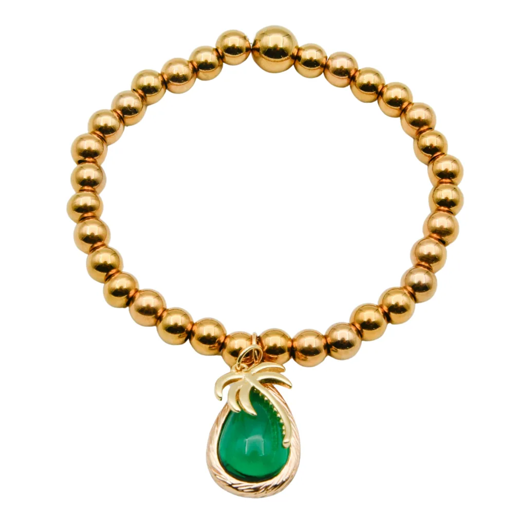 bracelet gold palm green