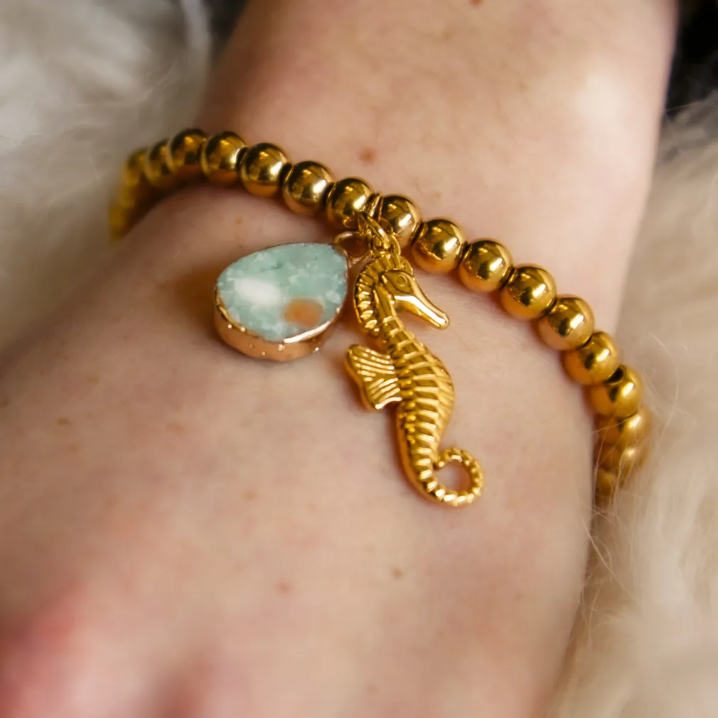 bracelet turkoois seahorse