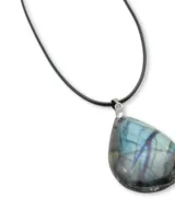 herenketting labradoriet zwart leer